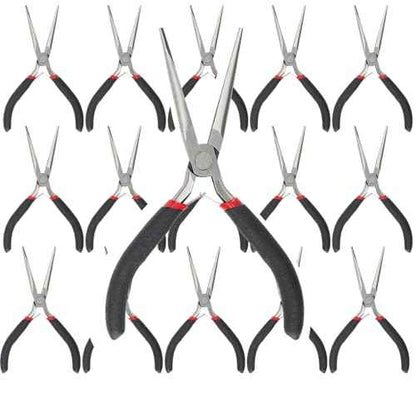 15 PCS 6 Inch Extra Long Needle Nose Pliers, Mini Precision Jewelry Pliers with Comfort Grip, Needle Nose Pliers for Jewelry Making, Repair, Crafts
