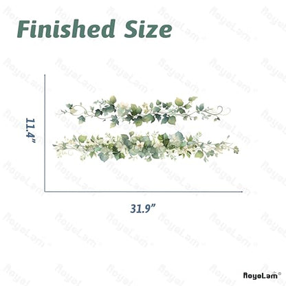 Green Leaves Vines Wall Decals Removable Plant Vinyl Stickers for Bedroom Living Room and Bathroom Botanical Decor Peel and Stick Wall Art