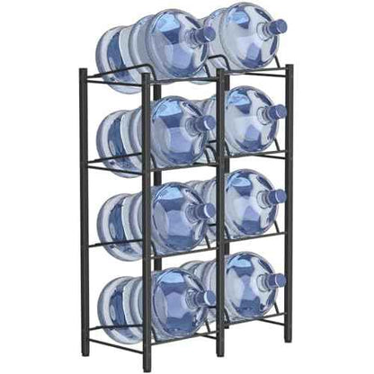 mocomax 5 Gallon Water Jug Holder, Detachable Water Bottle Holder for 8 Bottles, 4 Tier Heavy Duty Water Jug Stand, Water Dispenser Rack for Home, Gym, Kitchen, Office, Black