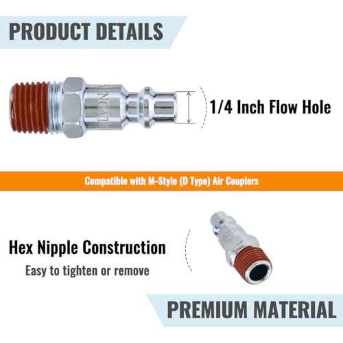 SUNGATOR 35-Pack 1/4 Inch Air Hose Fittings, 1/4'' Male NPT Industrial Plugs Kit, 1/4 Inch Quick Connect Air Line Hose Fittings, 1/4'' Industrial Hose Repair Plugs Kit for Comressor, Auto Shop