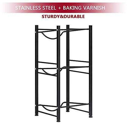 Water Bottle Storage Organizer - 5 Gallon Jug Holder Rack, 3-Tier Stackable Dispenser Stand for Office, Kitchen, Lobby, Foyer - Black