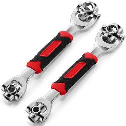 Lasnten 2 Pcs Universal Socket Wrench Including 52 In1 and 48 In1 Dog Bone Wrench Multifunction Tool with 360 degree Rotating Head Adjustable Spanner Tool for Home Bicycle and Car Repair