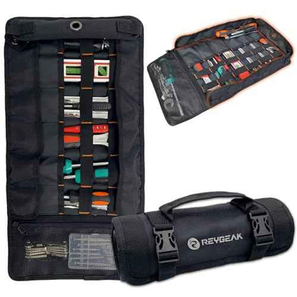 Tool Roll Organizer with Stand-up Baffle,1680D PVC Motorcycle Tool Roll Bag, Heavy duty Wrench Roll with Mesh Zipper Pocket,Roll Up Tool Bag for Motorcycle, Car, Pickup, ATV/UTV, Bicycle or Hobbyist
