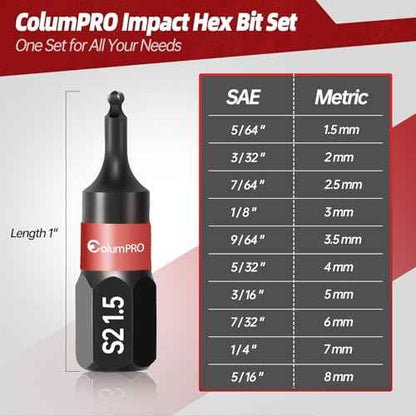 Ball End Allen Wrench Bit Set - 20PCS Metric & SAE Allen Key Drill Bit Set with Magnetic Bit Holder, Premium S2 Steel 1¡± Hex Bit