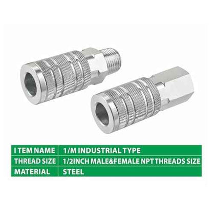 Yolass 1/2¡±NPT Air Hose Quick Connection Accessory Set,1/2 Inch NPT Threads Size,2Pcs High Flow Air Coupler and 3Pcs Air Plug,Widely used in Professional Workplace,Home,Auto Repair and so on