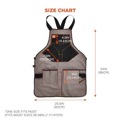 Ergodyne - 13696 Arsenal 5705 Full Length Tool Work Apron, 13-Pockets, Gray
