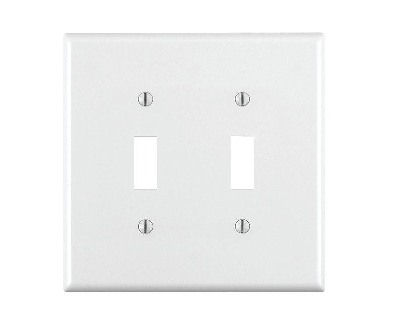Leviton 2-Gang Toggle Wallplate, Thermoplastic Nylon, 80709-W, White