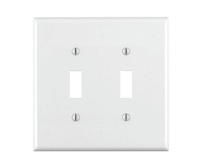 Leviton 2-Gang Toggle Wallplate, Thermoplastic Nylon, 80709-W, White