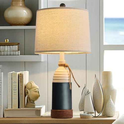 OYEARS 23.75" Table Lamp for Bedroom, Bedside Table Lamp for Living Room, Farmhouse Lamp for Nightstand, Modern Coastal Nautical Lamp Decor, Ocean Beach Style, Navy Blue