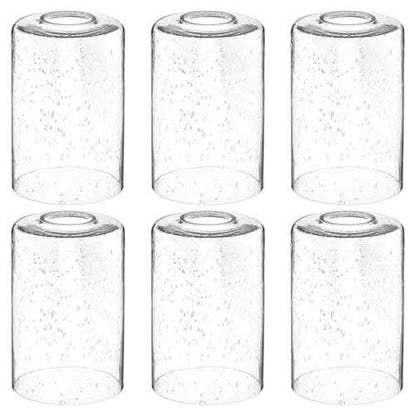 6 Pack Seeded Glass Lamp Shade, Cylinder Bubble Glass Shades Replacement Light Fixture Globe, 6 x 4 Inch Glasss Lampshade Globe Cover with 1-5/8 Fitter for Chandelier Pendant Wall Sconces
