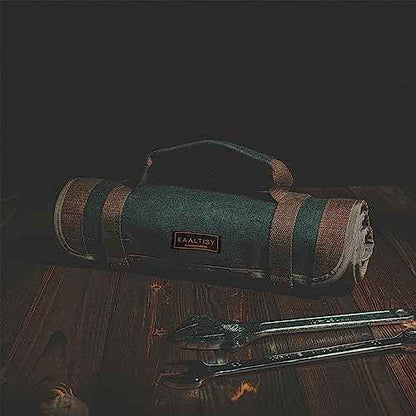 Canvas Tool Roll, 23 Pockets Tool Case, Heavy Duty 16oz Waxed Canvas Tool Storage (26"L x 13"W), Tool Roll Up Bag with Buckles and Handle - Army Green