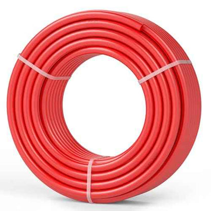 VEVOR PEX-B Pipe 3/4 Inch x 100 Feet, Non-Oxygen Barrier Flexible Pipe Tubing, Red for Hydronic Radiant Floor Heating, Water Plumbing Applications with Cutter& Clamps