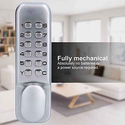 Qivine Mechanical Keyless Door Lock, Push Button Door Lock Keypad 1-11 Digitals Outdoor Gate Locks with Keypad Anti Theft Codes Lock for Bidirectional Gate (Sliver)