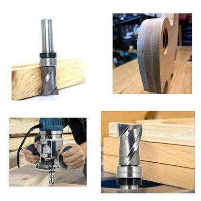 Top Bearing Flush Trim Router Bit 1/2 Inch Shank - Up-Cut 3/4" Cutting Dia, 1- 3/16" Cut Height, Carbide Spiral Pattern Template Flush Cut Router Bit, for Wood Trimming