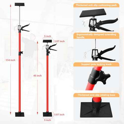 Cabinet Jack for Installing Cabinet£¬Adjustable 3rd Hand Support Pole Extend from 45 to 114 inches,Premium Steel Cabinet Lift Jack Support up to 154 lbs£¬2 Pack with Storage Bag (Red-Orange)