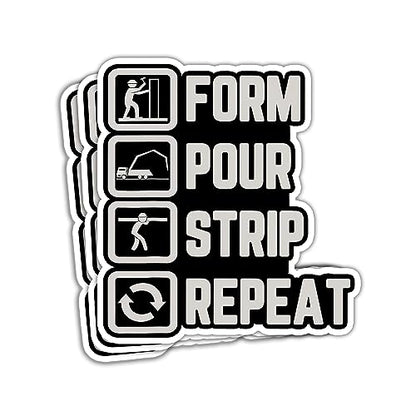 3Pcs Concrete Finisher Stickers, Vinyl, Cartoon, Custom, Construction Stickers, 3x4 inch, Waterproof, Letter Print, Both Indoor & Outdoor, Street Theme