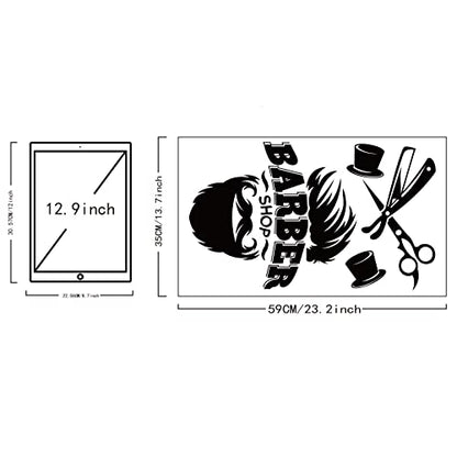 SUPERDANT Barber Shop Wall Sticker Black and White Hairdressing Theme Vinyl Wall Decor Barber Shop Decal Wallpaper Art Stickers for Home Bedroom Living Room Barber Shop Decorations 23.2x13.7in