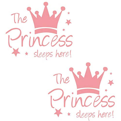 2 Pcs Wall Sticker Princess Sleep Here 13.4 Inch Little Crown Star Art Quotes Wall Decal Decor for Living Room Bedroom