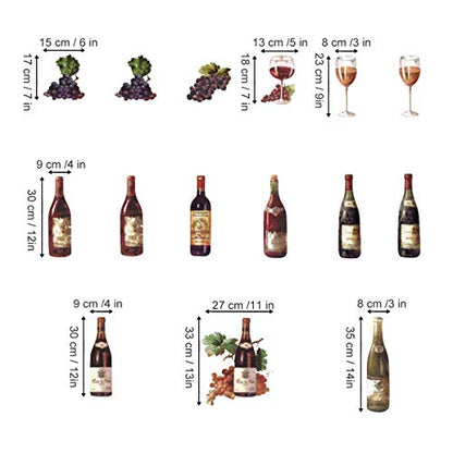 decalmile Farmhouse Style Kitchen Wall Decals Grape Fruit Wall Stickers Dining Room Living Room Bar Kitchen Wall Decor(Bottle Size: 12" to 14")