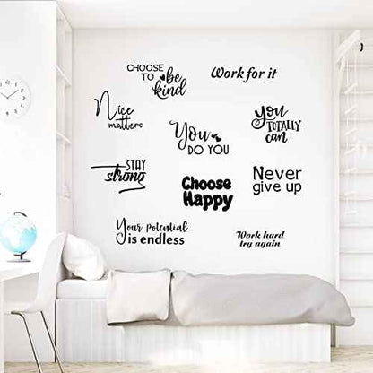 10 Pcs Inspirational Wall Decals Peel and Stick Vinyl Positive Quotes Wall Decor Removable Waterproof Motivational Window Stickers for Bedroom Office School Classroom Living Room Bathroom
