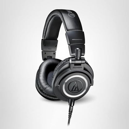 Audio-Technica ATH-M50X Professional Studio Monitor Headphones, Black, Professional Grade, Critically Acclaimed, with Detachable Cable
