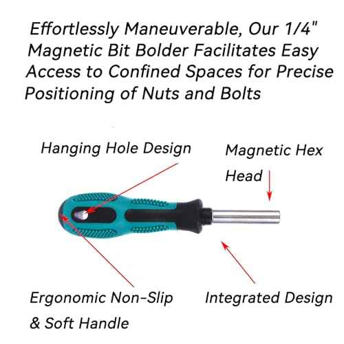 Bit Driver Handle,2 Pieces 1/4 inch Bit Driver Magnetic Screwdriver Bit Holder,6.35mm Hex Bit Holder Extension,190mm and 110mm Long with Non-slip Handle Nut Driver, Green