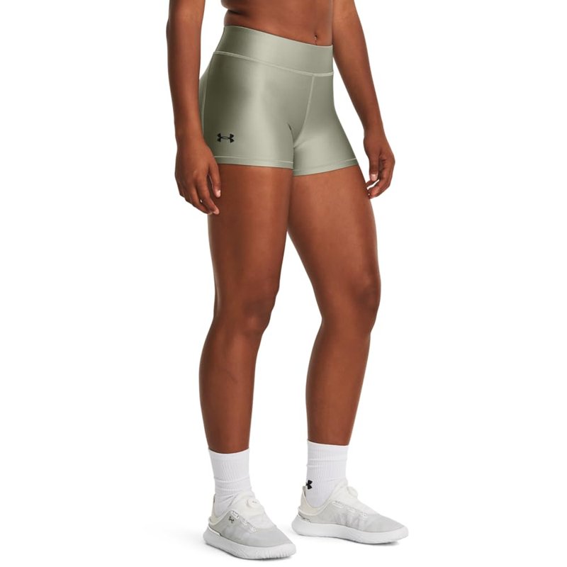 Under Armour Womens HeatGear Armour Mid Rise Shorty, (504) Grove Green / / Black, Large