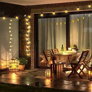 Lightdot 48FT Solar Outdoor String Lights,LED Bistro String Lights with Shatterproof G40 Bulbs, 2700K Dimmable, Waterproof Hanging Lights for Porch, Party, Garden, Backyard, Balcony