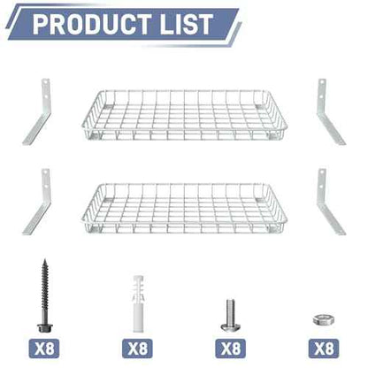 WALMANN Wall Shelves, 12 * 18 inch Wall-Mounted Storage Shelves for Garage, Closet, Laundry Room, Heavy Duty Wall Shelving, Holds Up to 60 lbs(Pack of 2, White)