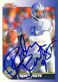 Autograph Warehouse 65482 Rodney Peete Autographed Football Card Detroit Lions 1991 Score No. 47