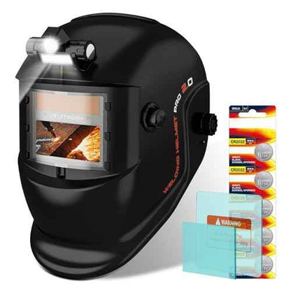 TRQWH Welding Helmet with Light True Color Auto Darkening Welding Helmets for Men Solar Powered Welding Hood with 2 Arc Sensor Wide Shade 4/9-13 for TIG MIG ARC Cool Welder Mask (TRQ-HS01)