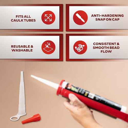 XFasten Caulking Tips 30-Pack - Reusable, Drip-Resistant Caulk Nozzle Tip Set with Sealing Caps, Cuttable Plastic Nozzles for Standard Caulking Tubes and Sausage Caulk Guns, Stops Drying, Easy to Use