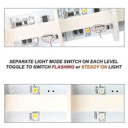 Led Signal Tower Stack Lights, Industrial Warning Column Lamp, Andon With Rotatable Base, Steady/Flashing Switchable, 12V 24V DC (3-Layer, With Buzzer)