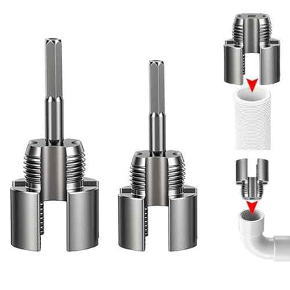 2PCS PVC Pipe Threader Tool Set, 1/2" & 3/4" Internal & External Thread Cutter | Heavy-Duty Alloy Steel, Drill-Compatible PVC Pipe Tool for Plumbing & DIY