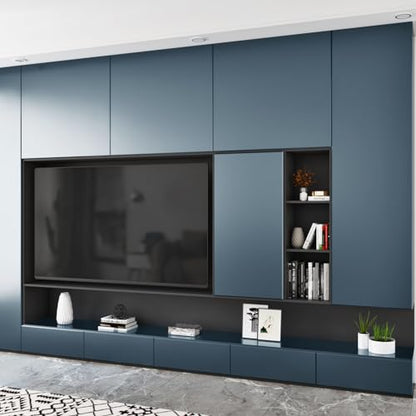 Wallercity Metal Indigo Peel and Stick Contact Paper for Countertops Navy Blue Stainless Steel Peel and Stick Wallpaper Self Adhesive Refrigerator Cover Film Contact Paper for Cabinets 15.8''x78.7''