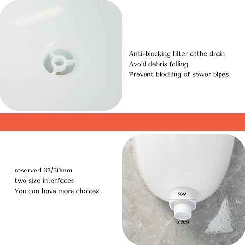 Wall Mounted Commercial Urinal With Hinged Cover Bathroom Washout Urinal for Men Plastic Urinals for Men Waterless Urinal Garage Urinal Urine Diverter Outdoor Urinal For Home Shed Backyard RV (white)