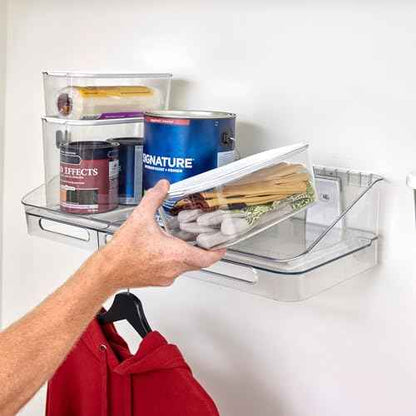 iDesign Wall Mounted Shelf Kit, The Wallspace Collection Includes Storage Shelf & Inner Bins