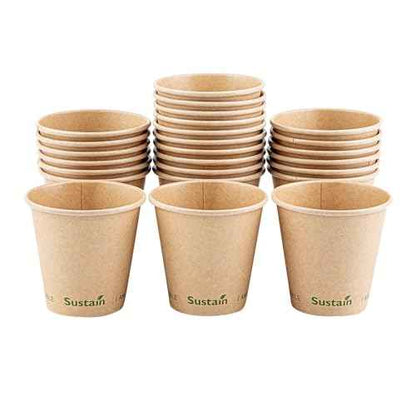 Restaurantware-Sustain 8 Ounce BPI-Certified Hot Cups, 50 Single Wall Coffee Cups - Lids Sold Separately, Leakproof PLA Coating, Compostable Kraft Paper Cups, For Hot Or Cold Drinks
