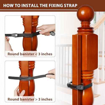 2 Pcs No Hole Stairway Baby Gate Mounting Kit - Fits Round & Square Banisters, Compatible with Most Hardware and Pressure Mount Baby Gates Up to 37 inches Tall