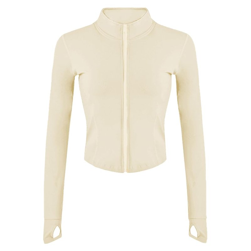 Lviefent Womens Lightweight Full Zip Running Track BBL Jacket Workout Slim Fit Yoga Sportwear with Thumb Holes (Apricot, X-Small)