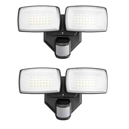 Onforu 32W 2 Head Motion Sensor Outdoor Lights, 3200LM 6500K Hardwired LED Security Light, Dusk to Dawn, Motion Detector Light for Outside, 2 Pack IP65 Waterproof Flood Lights for Garage, Yard(Black)