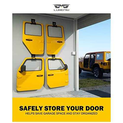 LUMENIX Heavy Duty Door Storage Hangers Bracket, Wall-Mounted Systems Kits Doors Holder Racks Compatible with 1956-2025 Jeep Wrangler CJ YJ TJ JK JKU JL JLU LJ JT (4 PCS, Animal Pattern)