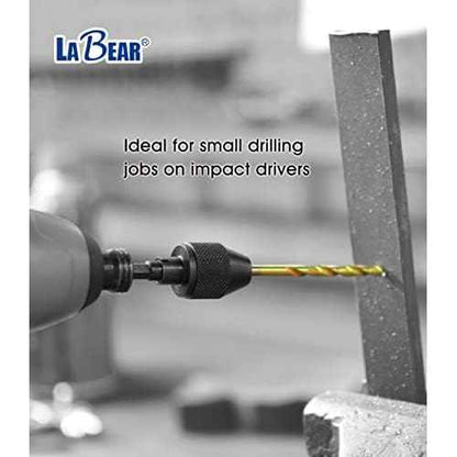 LABEAR- Drill Chuck Keyless Mini 3-Jaw Adapter with Quick-change 1/4" Hex Shank to Hold 1.5-6mm Alloy Black Drill Bits Milling Cutters