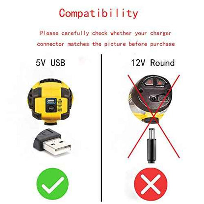 USB to USB Charger for Stanley Fatmax Spotlight SL10LEDSL SL10LEDS TL450 TL600 TL600PS TL600PSC TL450PS SAT3S SS4LS Zero Trace TL1KPZ TL1KPS BB24PS 5V Replacement Adapter Power Cord - (Not fit Round)