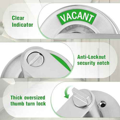 Indicator Privacy Lock and Door Lever,Vacant Occupied Bathroom Knob with Privacy in-Use or Vacant Indicator Lock,ANSI Grade2 Commercial Door Handle for Public Restrooms Toilet