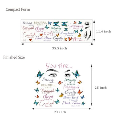 Datesno Beautiful Eyelash Eyes Wall Decor Vinyl Art Inspirational Quotes You Are Beautiful Stickers Butterfly Decals Bedroom Decoration for Living Room Home Decor, Chroma