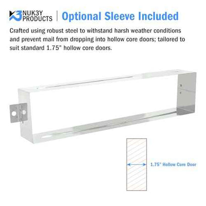 Nuk3y Solid Brass Mail Slot with Double Flap and Sleeve (Polished Brass, 13" x 3.625")