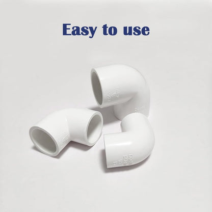 HayEastdor 2PCS 1-1/2 Inch White PVC 90 Degree Elbow Adapter Pipe Fittings 2 Way Right Angle Pipe Corner Coupling Connectors for Sprinkler, Drip Irrigation System HE051-1-1/2