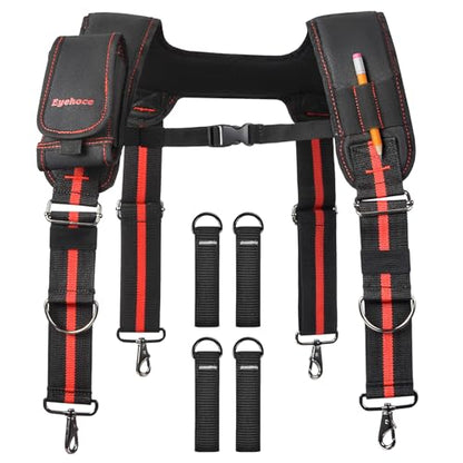 Heavy Duty Tool Belt Suspenders ? Adjustable X-Back Padded Shoulder Harness with Universal Hooks ? Tactical Work Suspenders for Electricians, Carpenters, Construction