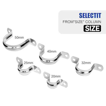 20Pcs 2 Inch Stainless Steel Conduit Clamps, 2 Hole Strap U Bracket Rigid Pipe Strap, Tension Clips U-Tube Clamp for Pipe Fixing on Various Surfaces